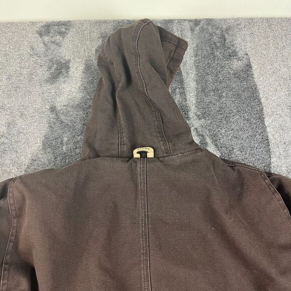Berne Canvas Hooded Fleece Lined Full Zip Jacket Brown Men's XL Workwear - Picture 11 of 13